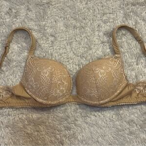 La Perla 36C Lace Underwire Push Up Bra Beige Nude Tan